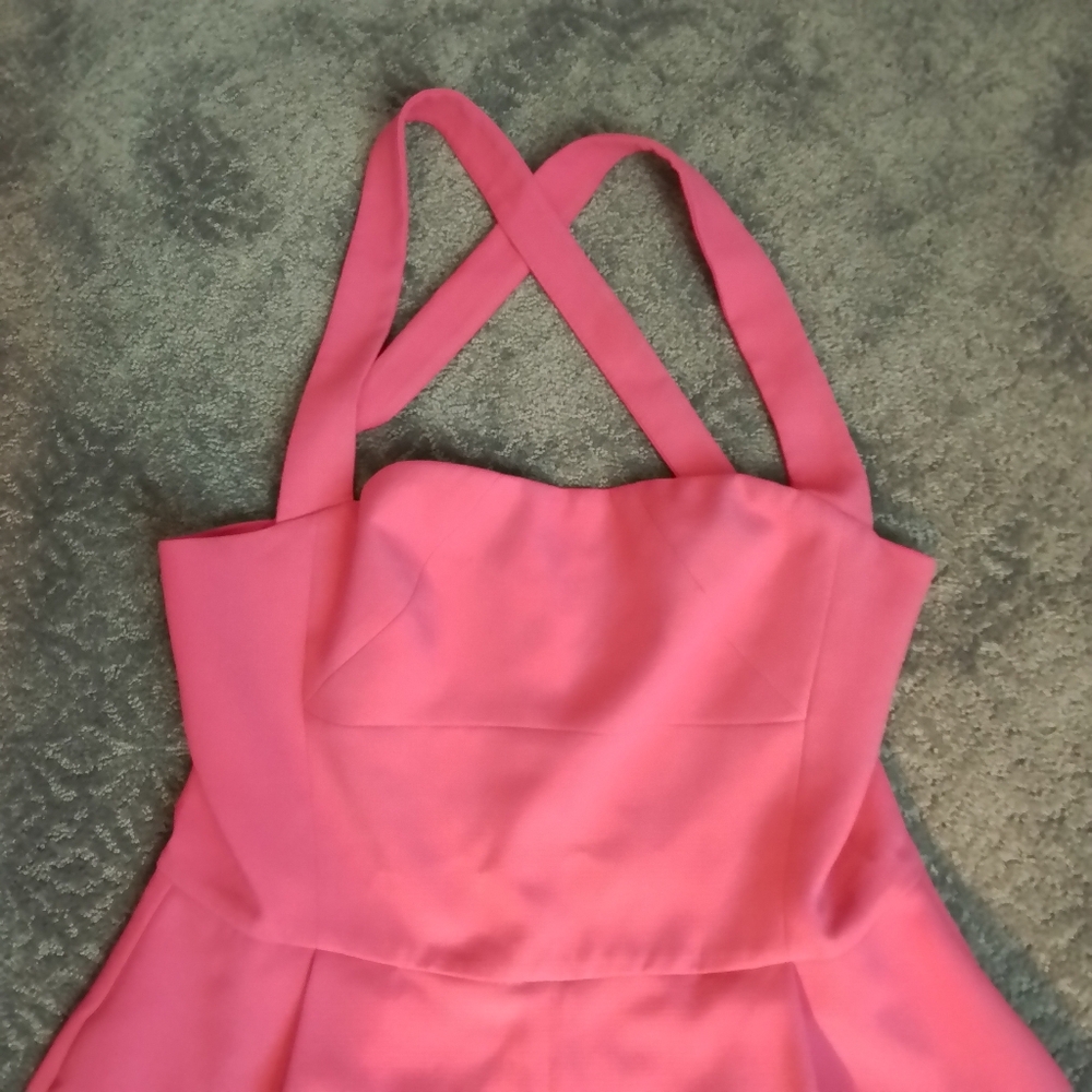Black Halo Emerson Pink Playsuit Romper Crisscross Straps - 10 - Picture 6 of 10